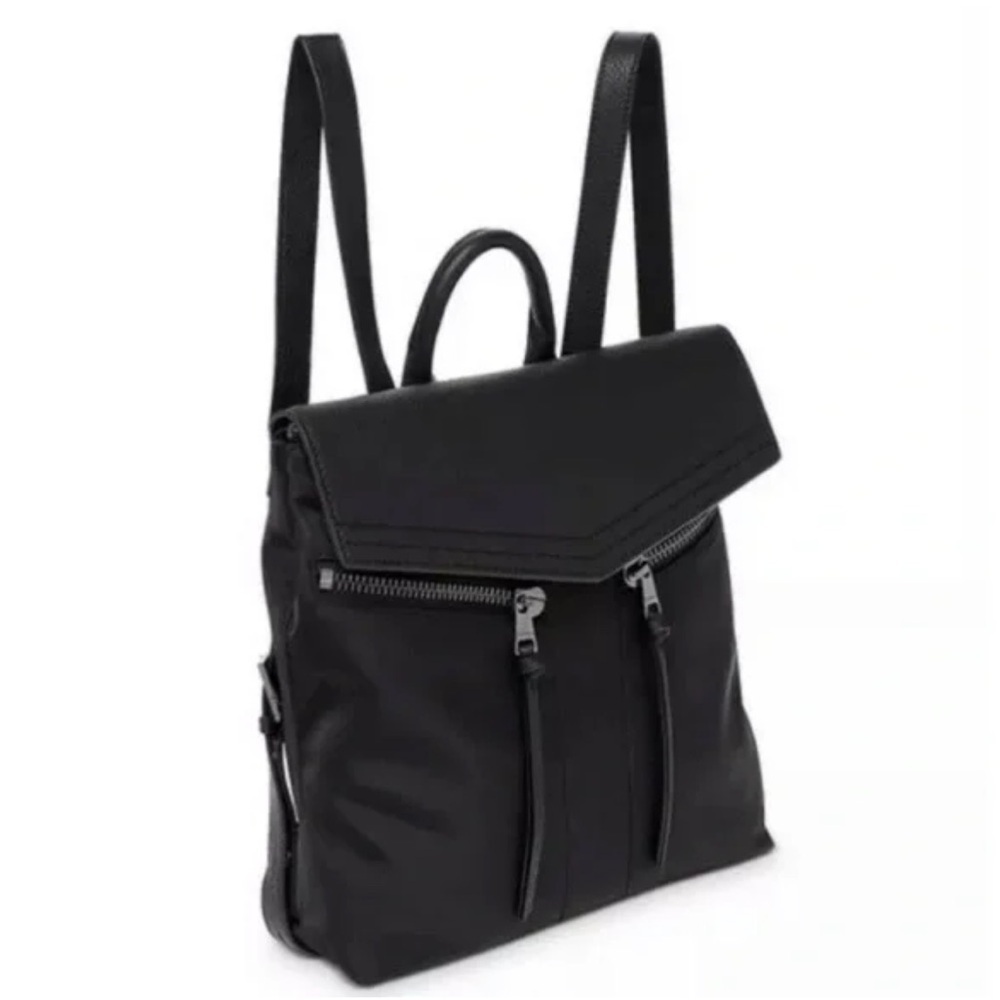 Botkier Mini Trigger Backpack in Black with Dual Zippers and Adjustable Straps